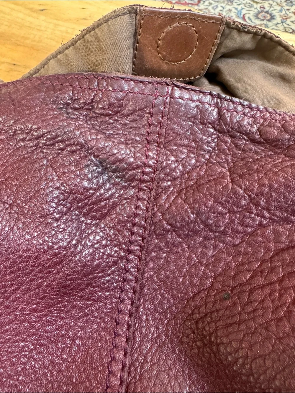 Lucky Brand Burgundy Leather Hobo with Brown Handle